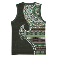 Fijian Masi Tribal Tattoos Art Pattern Basketball Jersey Green Color Half Style LT03 - Polynesian Pride