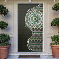 Fijian Masi Tribal Tattoos Art Pattern Door Cover Green Color Half Style - Polynesian Pride
