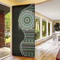 Fijian Masi Tribal Tattoos Art Pattern Door Cover Green Color Half Style - Polynesian Pride