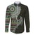 Fijian Masi Tribal Tattoos Art Pattern Family Matching Off The Shoulder Long Sleeve Dress and Hawaiian Shirt Green Color Half Style - Polynesian Pride