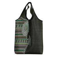 Fijian Masi Tribal Tattoos Art Pattern Grocery Bag Green Color Half Style - Polynesian Pride