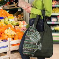 Fijian Masi Tribal Tattoos Art Pattern Grocery Bag Green Color Half Style - Polynesian Pride