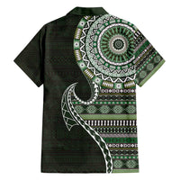 Fijian Masi Tribal Tattoos Art Pattern Hawaiian Shirt Green Color Half Style - Polynesian Pride