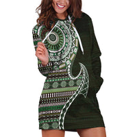 Fijian Masi Tribal Tattoos Art Pattern Hoodie Dress Green Color Half Style LT03 Green - Polynesian Pride