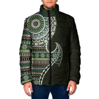 Fijian Masi Tribal Tattoos Art Pattern Padded Jacket Green Color Half Style LT03 Green - Polynesian Pride