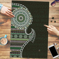 Fijian Masi Tribal Tattoos Art Pattern Puzzle Green Color Half Style LT03 Green - Polynesian Pride