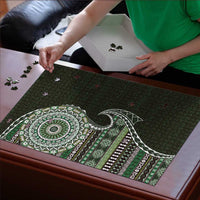 Fijian Masi Tribal Tattoos Art Pattern Puzzle Green Color Half Style LT03 - Polynesian Pride