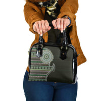 Fijian Masi Tribal Tattoos Art Pattern Shoulder Handbag Green Color Half Style - Polynesian Pride