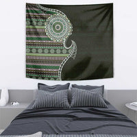 Fijian Masi Tribal Tattoos Art Pattern Tapestry Green Color Half Style - Polynesian Pride