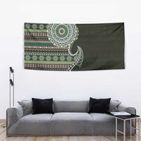 Fijian Masi Tribal Tattoos Art Pattern Tapestry Green Color Half Style - Polynesian Pride