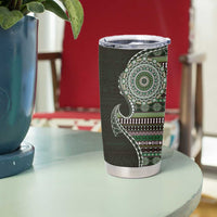 Fijian Masi Tribal Tattoos Art Pattern Tumbler Cup Green Color Half Style - Polynesian Pride