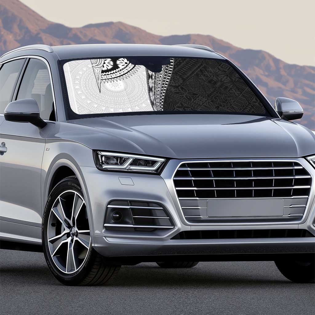 Fijian Masi Tattoos Auto Sun Shade with Tapa Tribal Pattern - Polynesian Pride