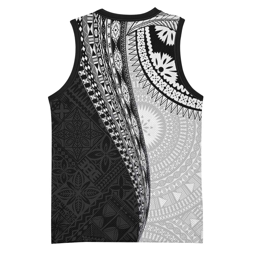 Fijian Masi Tattoos Basketball Jersey with Tapa Tribal Pattern LT03 - Polynesian Pride
