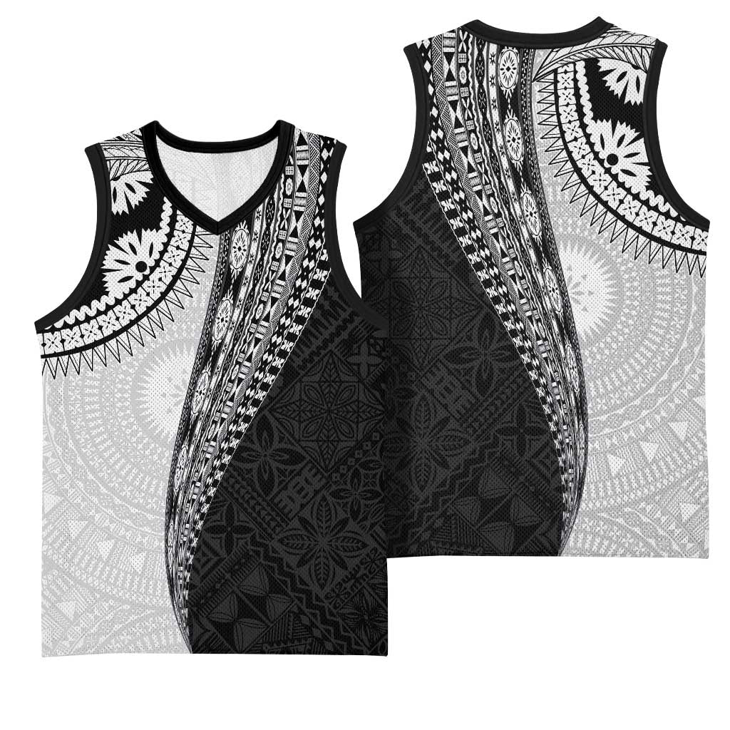Fijian Masi Tattoos Basketball Jersey with Tapa Tribal Pattern LT03 - Polynesian Pride