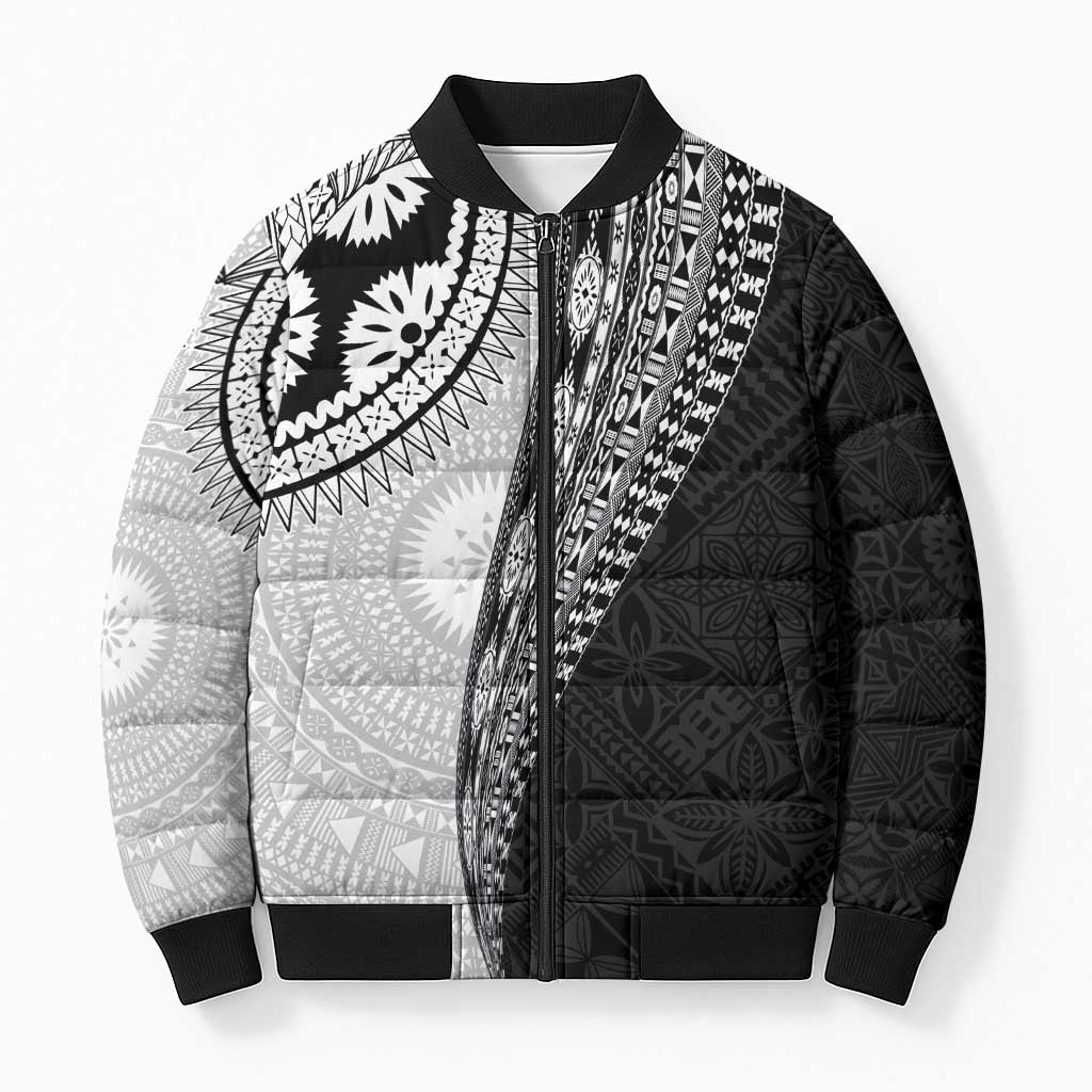 Fijian Masi Tattoos Bomber Puffer Jacket with Tapa Tribal Pattern - Polynesian Pride
