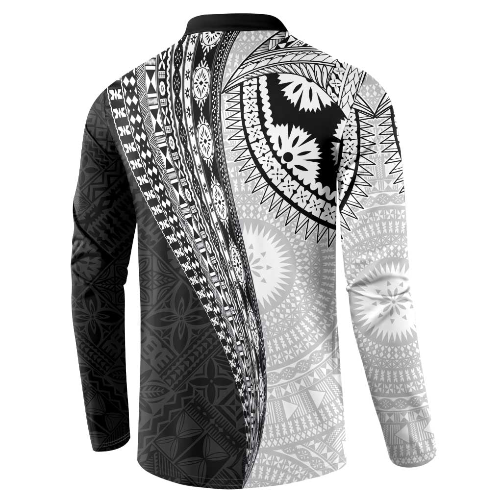 Fijian Masi Tattoos Button Sweatshirt with Tapa Tribal Pattern LT03 - Polynesian Pride