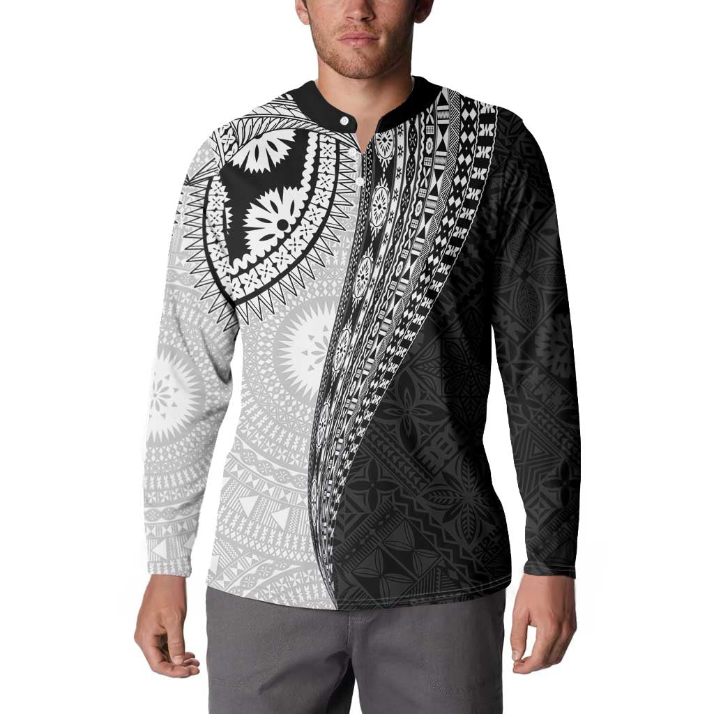 Fijian Masi Tattoos Button Sweatshirt with Tapa Tribal Pattern LT03 - Polynesian Pride
