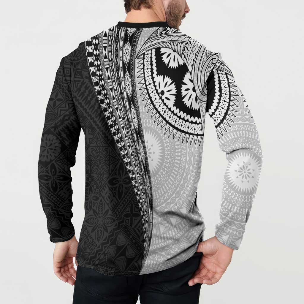Fijian Masi Tattoos Button Sweatshirt with Tapa Tribal Pattern LT03 - Polynesian Pride