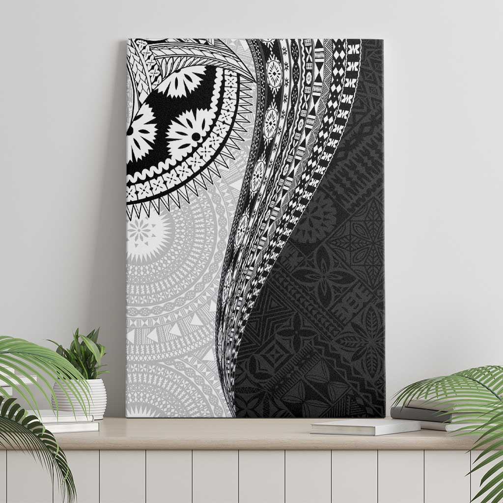 Fijian Masi Tattoos Canvas Wall Art with Tapa Tribal Pattern - Polynesian Pride