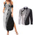 Fijian Masi Tattoos Couples Matching Summer Maxi Dress and Long Sleeve Button Shirt with Tapa Tribal Pattern - Polynesian Pride