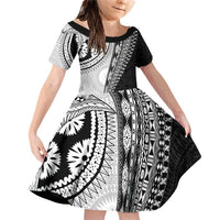 Fijian Masi Tattoos Family Matching Off Shoulder Short Dress and Hawaiian Shirt with Tapa Tribal Pattern - Polynesian Pride