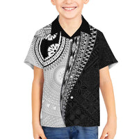 Fijian Masi Tattoos Family Matching Puletasi and Hawaiian Shirt with Tapa Tribal Pattern LT03 Son's Shirt White - Polynesian Pride