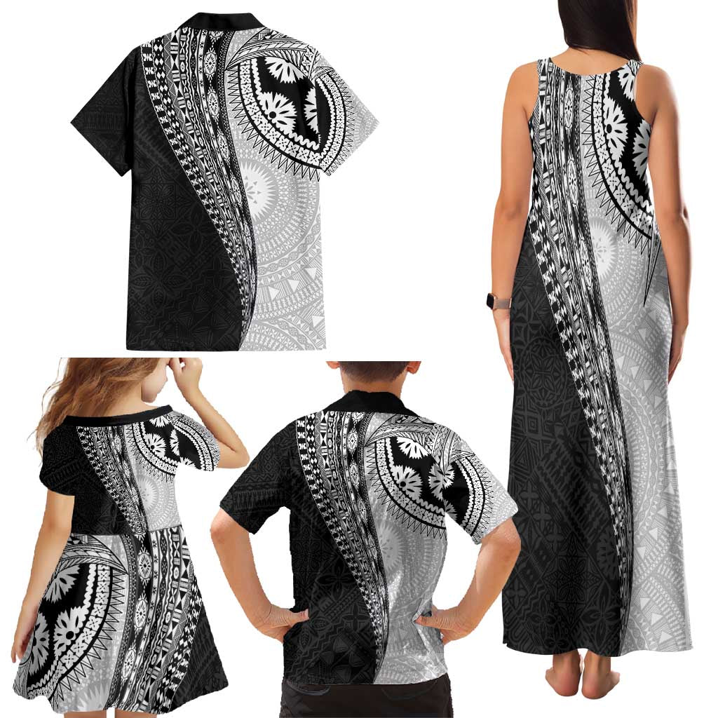 Fijian Masi Tattoos Family Matching Tank Maxi Dress and Hawaiian Shirt with Tapa Tribal Pattern - Polynesian Pride