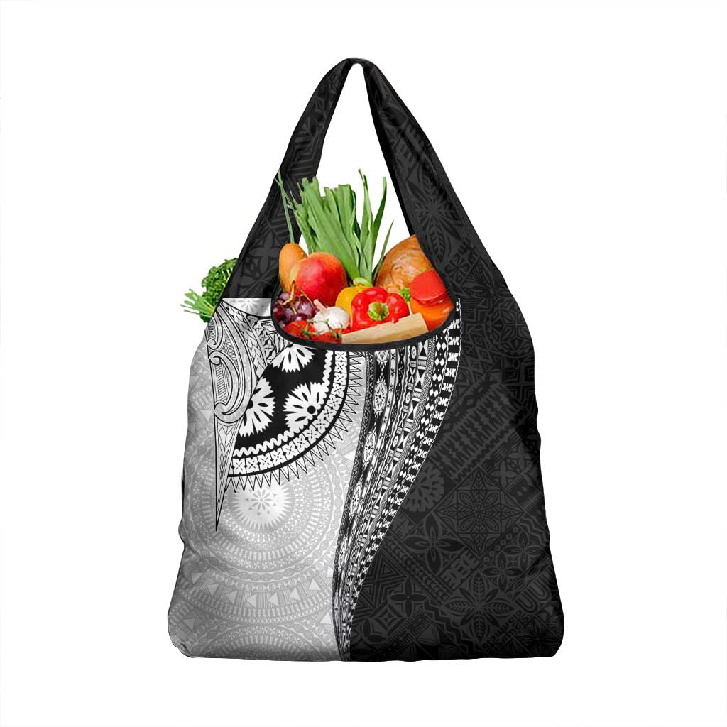 Fijian Masi Tattoos Grocery Bag with Tapa Tribal Pattern - Polynesian Pride