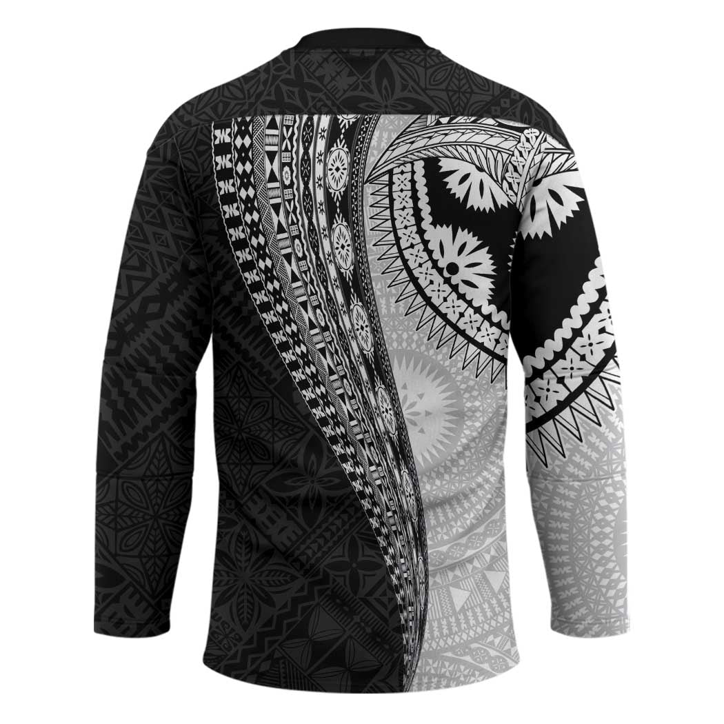 Fijian Masi Tattoos Hockey Jersey with Tapa Tribal Pattern - Polynesian Pride
