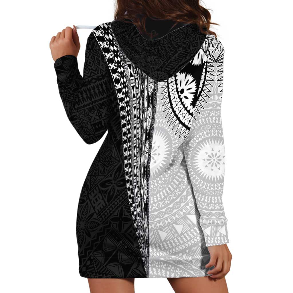 Fijian Masi Tattoos Hoodie Dress with Tapa Tribal Pattern LT03 - Polynesian Pride