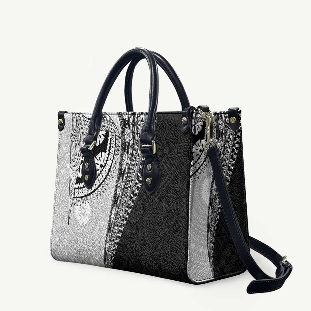 Fijian Masi Tattoos Leather Bag with Tapa Tribal Pattern - Polynesian Pride