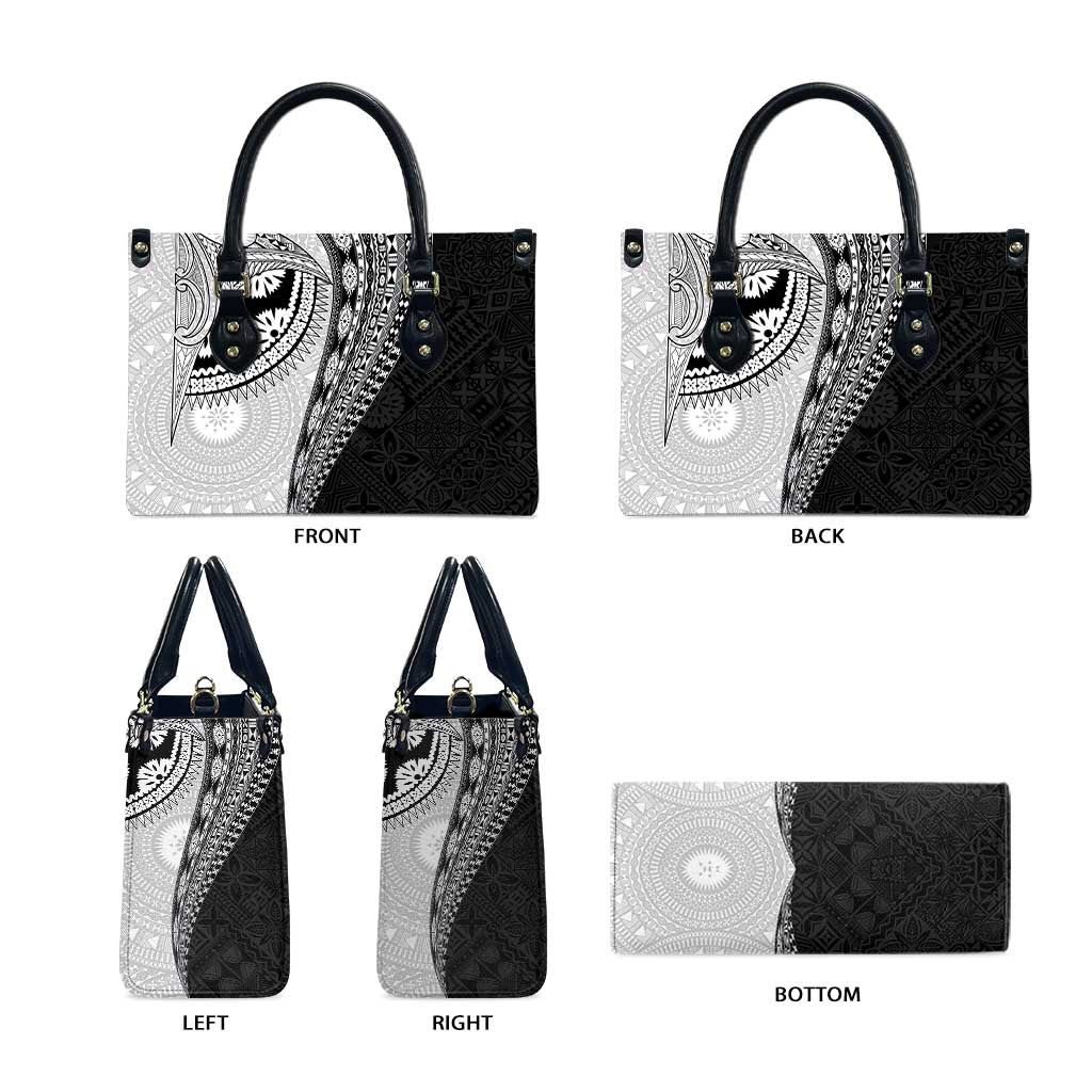 Fijian Masi Tattoos Leather Bag with Tapa Tribal Pattern - Polynesian Pride