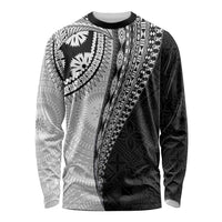 Fijian Masi Tattoos Long Sleeve Shirt with Tapa Tribal Pattern LT03 Unisex White - Polynesian Pride