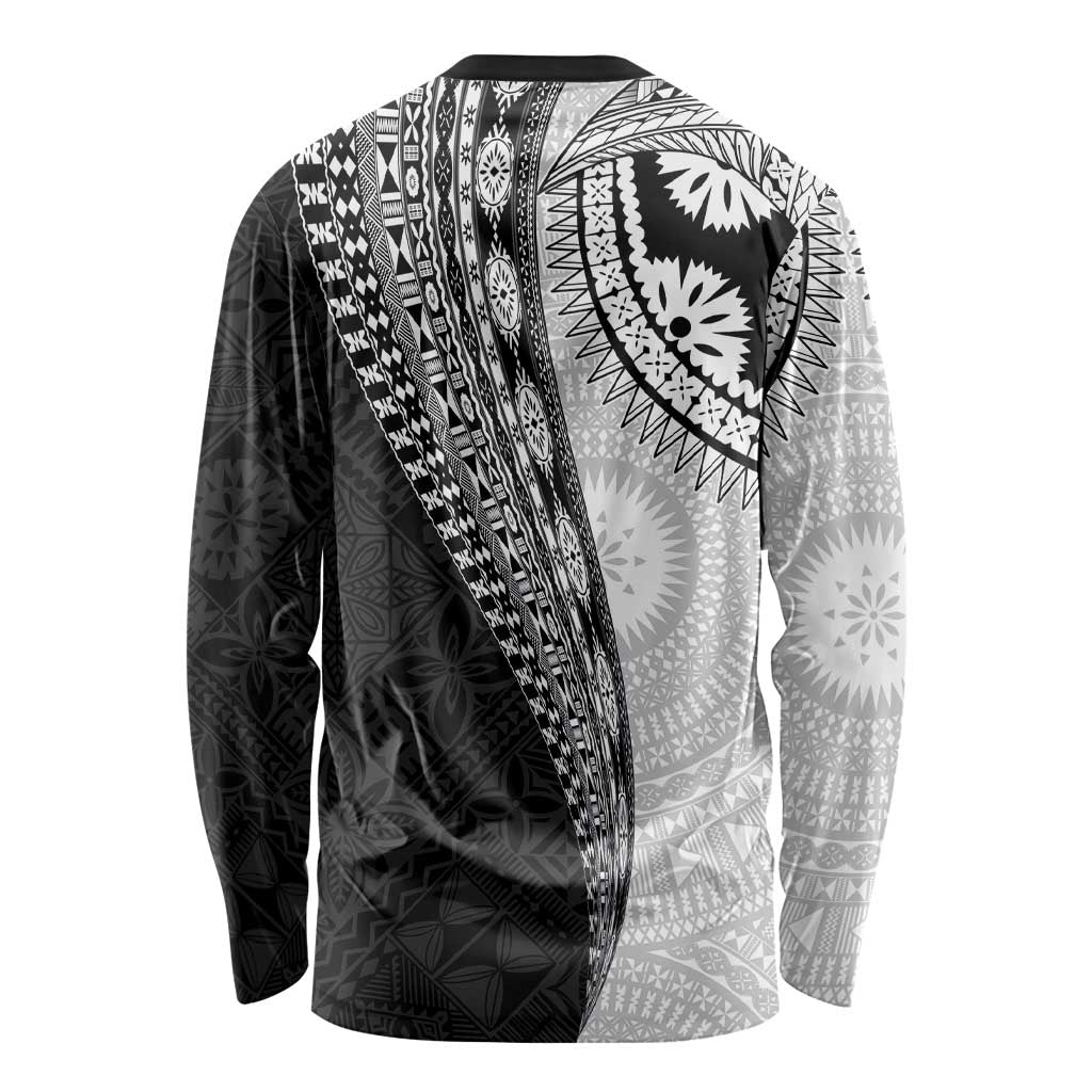 Fijian Masi Tattoos Long Sleeve Shirt with Tapa Tribal Pattern LT03 - Polynesian Pride