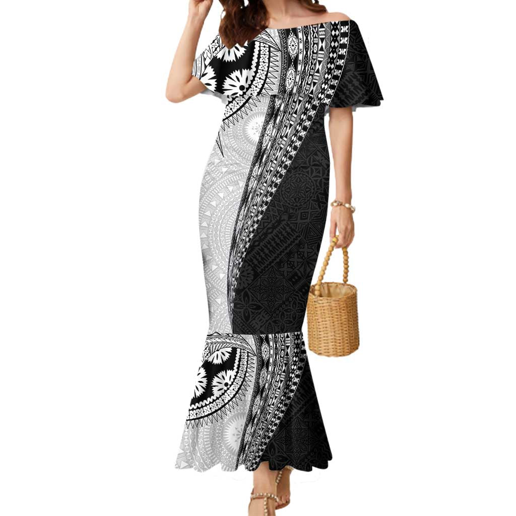 Fijian Masi Tattoos Mermaid Dress with Tapa Tribal Pattern - Polynesian Pride