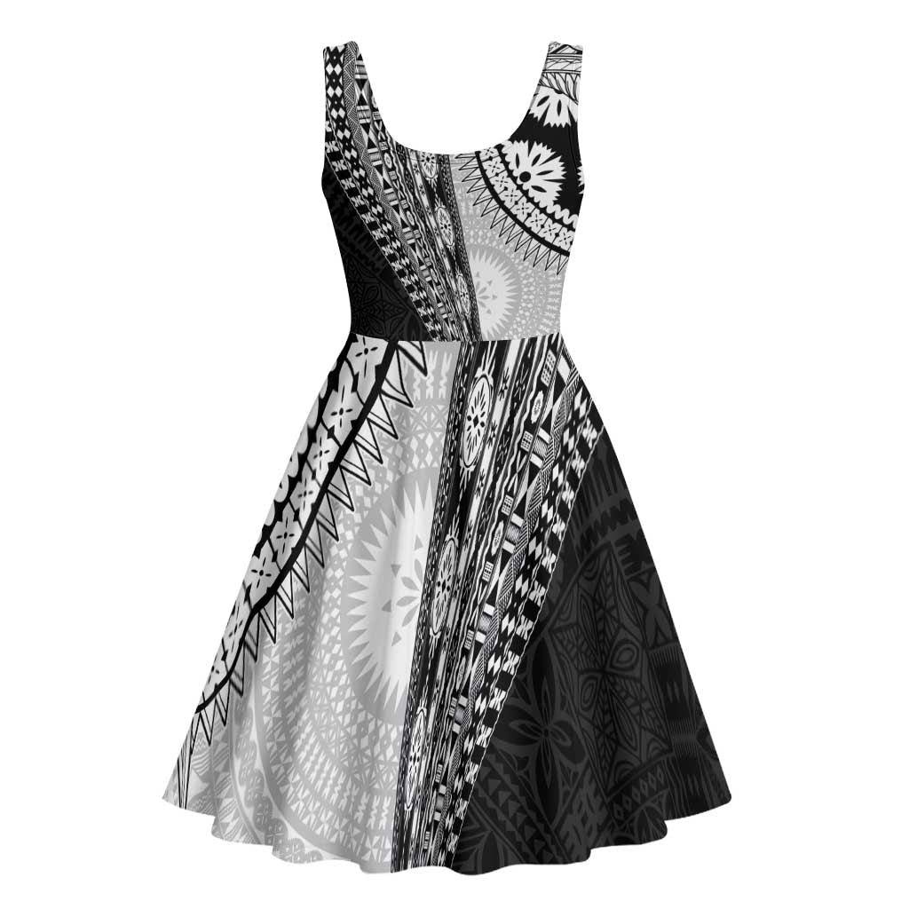 Fijian Masi Tattoos Midi Dress with Tapa Tribal Pattern - Polynesian Pride