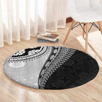 Fijian Masi Tattoos Round Carpet with Tapa Tribal Pattern - Polynesian Pride