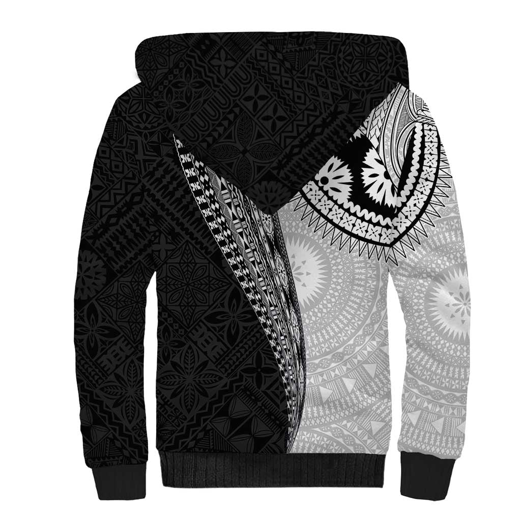 Fijian Masi Tattoos Sherpa Hoodie with Tapa Tribal Pattern - Polynesian Pride