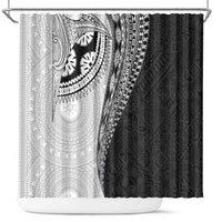 Fijian Masi Tattoos Shower Curtain with Tapa Tribal Pattern - Polynesian Pride