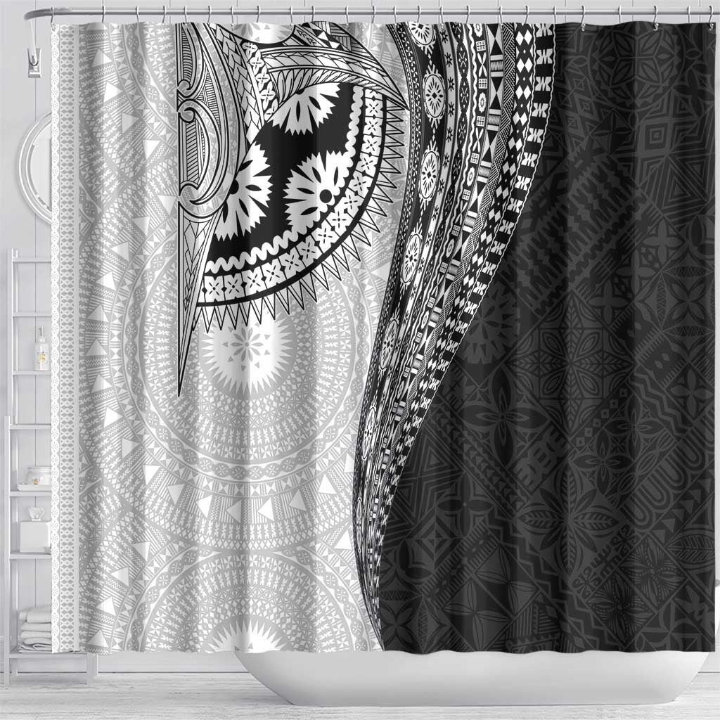 Fijian Masi Tattoos Shower Curtain with Tapa Tribal Pattern - Polynesian Pride