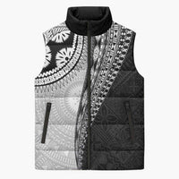 Fijian Masi Tattoos Sleeveless Puffer Jacket with Tapa Tribal Pattern LT03 White - Polynesian Pride