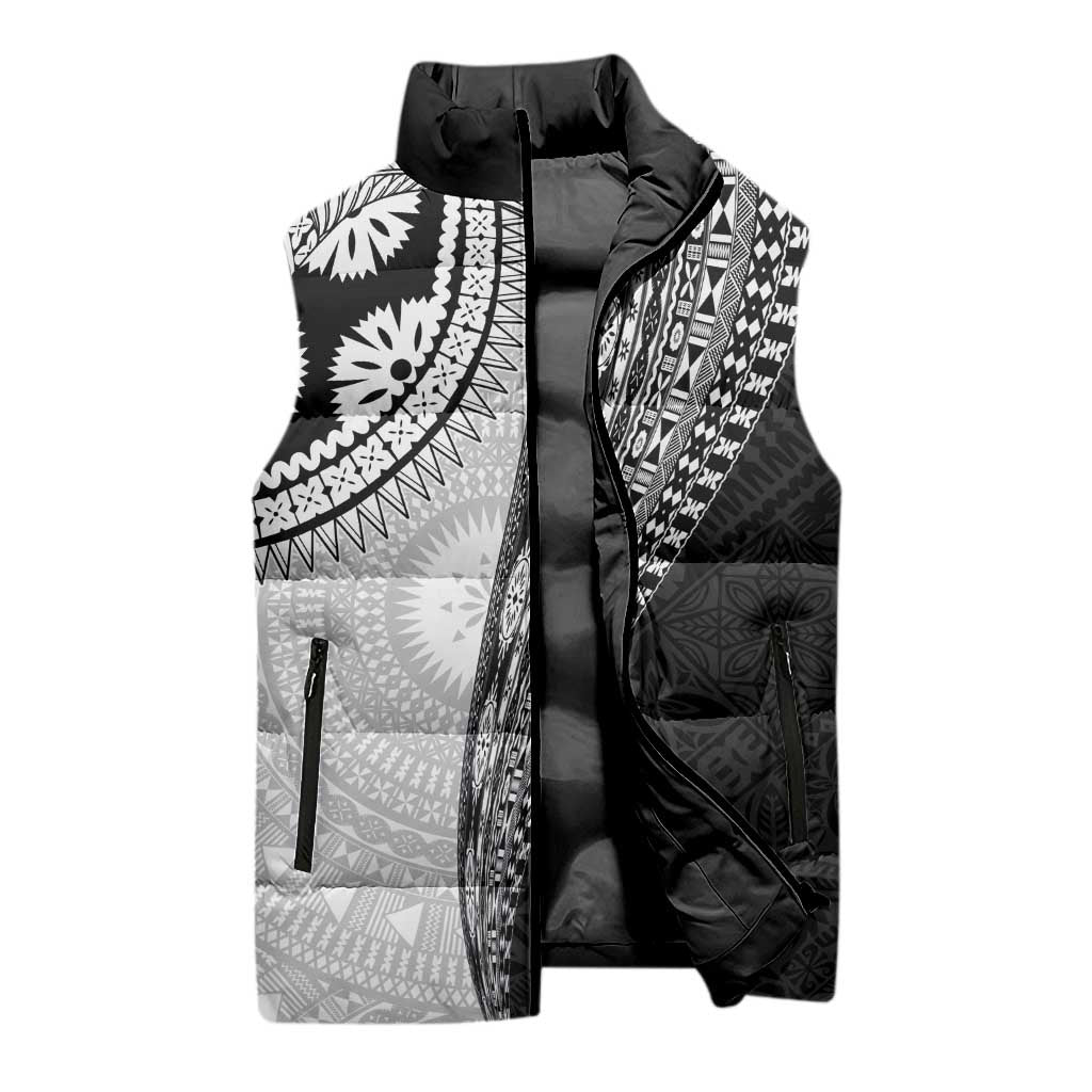 Fijian Masi Tattoos Sleeveless Puffer Jacket with Tapa Tribal Pattern LT03 - Polynesian Pride