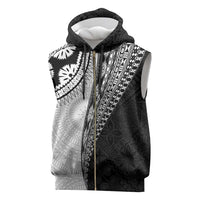 Fijian Masi Tattoos Sleeveless Zip Hoodie with Tapa Tribal Pattern - Polynesian Pride