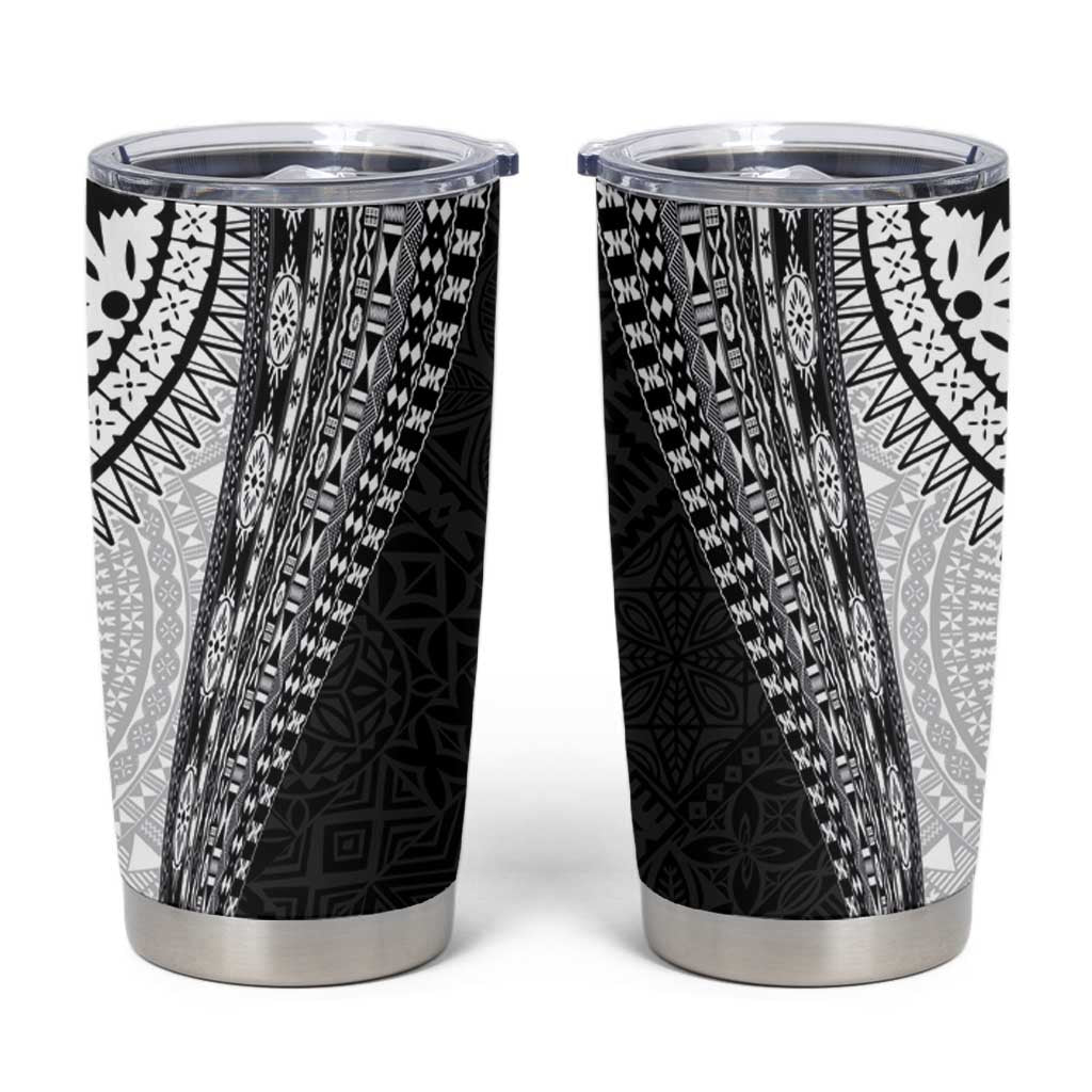 Fijian Masi Tattoos Tumbler Cup with Tapa Tribal Pattern - Polynesian Pride
