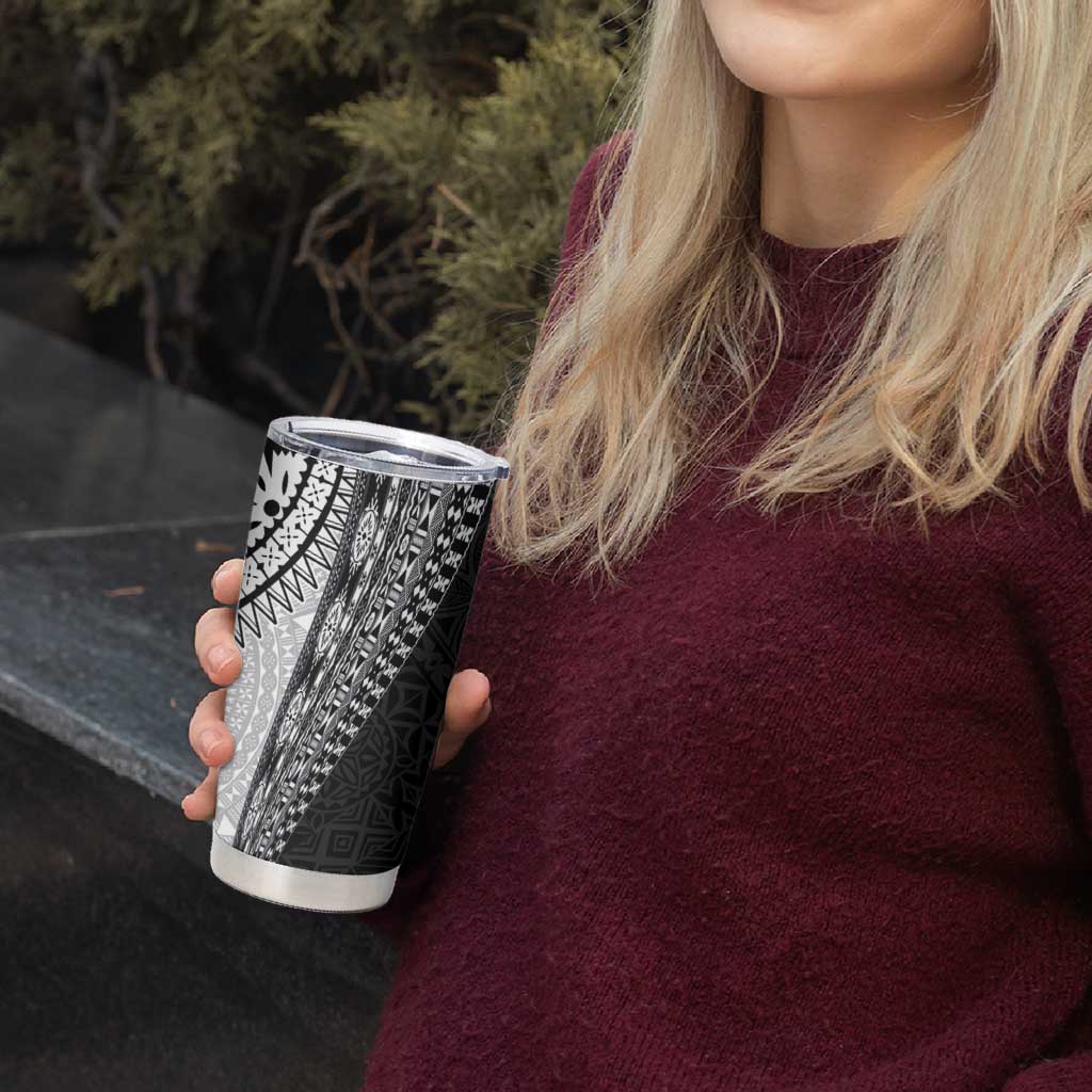 Fijian Masi Tattoos Tumbler Cup with Tapa Tribal Pattern - Polynesian Pride