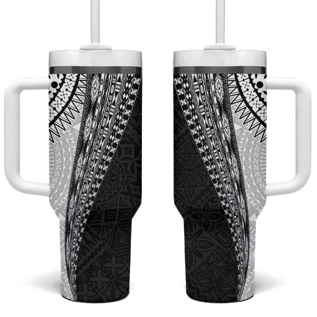 Fijian Masi Tattoos Tumbler With Handle with Tapa Tribal Pattern - Polynesian Pride