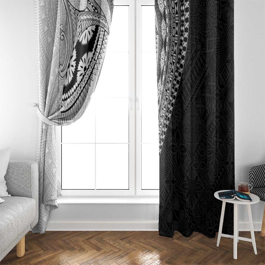 Fijian Masi Tattoos Window Curtain with Tapa Tribal Pattern - Polynesian Pride