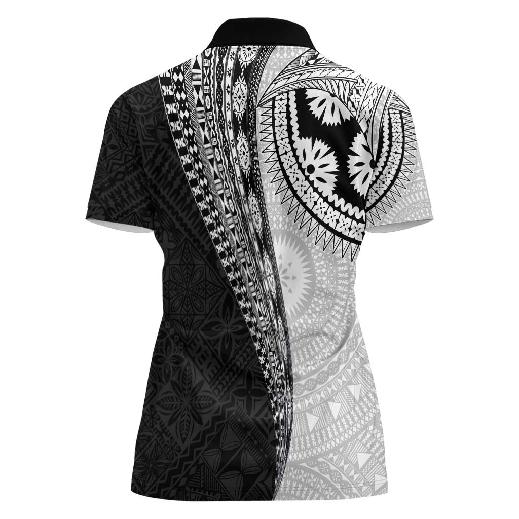Fijian Masi Tattoos Women Polo Shirt with Tapa Tribal Pattern - Polynesian Pride