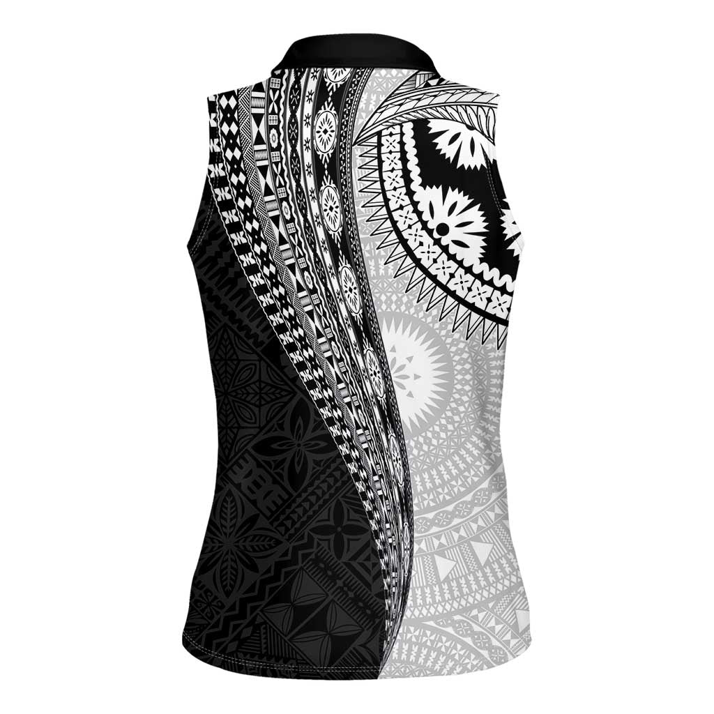 Fijian Masi Tattoos Women Sleeveless Polo Shirt with Tapa Tribal Pattern LT03 - Polynesian Pride