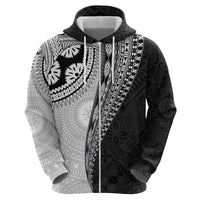 Fijian Masi Tattoos Zip Hoodie with Tapa Tribal Pattern - Polynesian Pride